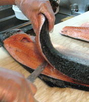 Salmon Being Filleted